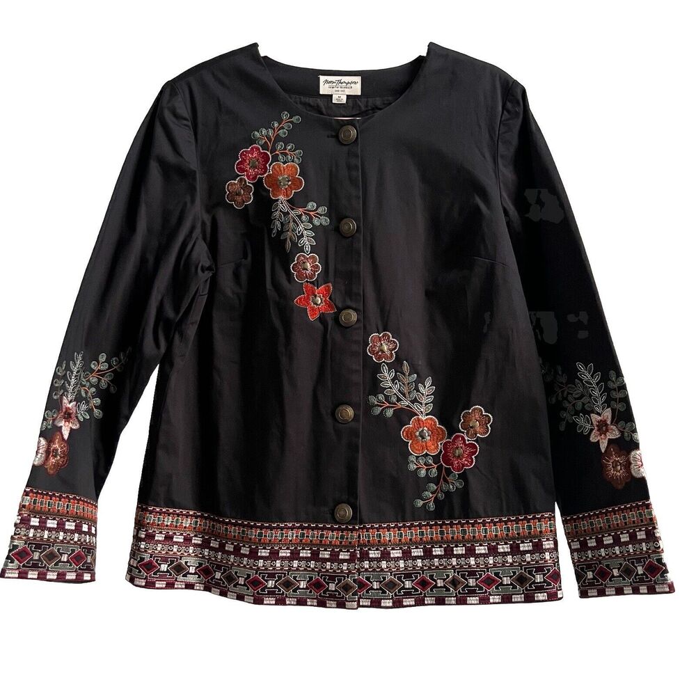 Vintage Cotton Floral Embroidered Jacket NWT Norm Thompson Size M